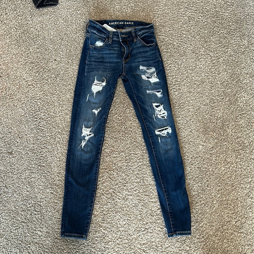 american eagle dark blue jeggings!!